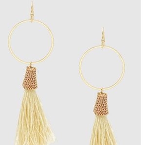 Gold ring and tassle earrings